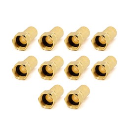 conecto F-Connector Set with Rubber Gasket/O-Ring 7mm Diameter Screw Adapter for Connecting Aerial Cable Satellite Cable Coaxial Cable Gold Plated Set of 10