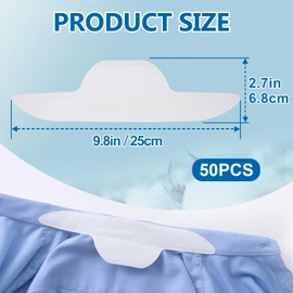 Alpinleux 50 Pcs Collar Protectors for Mens Shirts, Disposable Shirt Protector, Self-adhesive Collar Stays Shirt Collar Protector, Hat Sweat Protector, Collar Protectors for Shirts, Dress, Hat, Summer