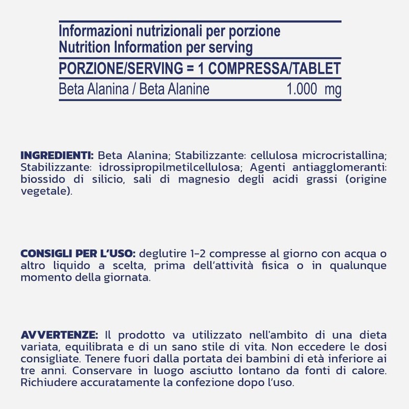 PROLABS BETA-ALANINA compresse da 1000 mg – Beta Alanina Pura