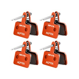 AGPTEK 4 x Bicycle Brake Pads, Disc Brake Pads, High Performance Brake Pads Disc Brake Pads & Spring (Resin) for Mountain Bike Disc Brake, Bike Pads, Brake Pad (Pack of 4), Orange