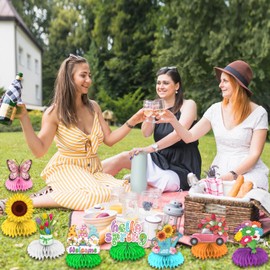 8 Pcs Spring Decorations Honeycomb Centerpieces, Spring Decorations for Office 3d Double Side Honeycomb Decorations, Spring Decorations for Classroom, Spring Centerpieces for Tables