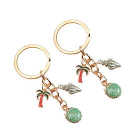 AUCELI Car Keychain, 2PCS Island Palm Tree Vehicle Key Chain, Metal Automotive Key Ring Holder Accessories, Universal Fit (Style B)