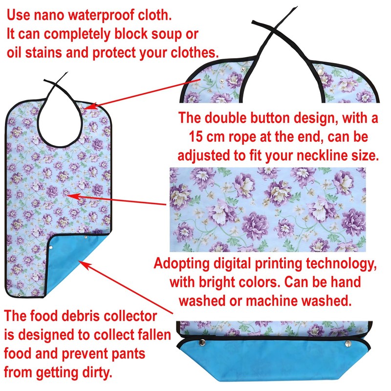 CACTIYE Waterproof Adult Bibs for adults Eating Cloth for Elderly