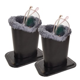 TECKE Pack of 2 Plush Lined Eyeglasses Holder Stand Protective Glasses Case For Desks Or Nightstands (Black-Light Gray)