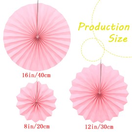 Yosawo Pack of 6 Hanging Paper Fans Paper Fans Decoration for Birthday Wedding Baby Shower Parties Home Decorations (Pink)