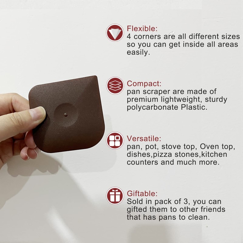 Pan Scraper Dish Scraper Tool Set, 5 Pack Plastic Pan