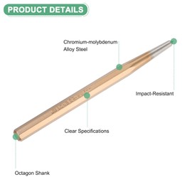 M METERXITY Center Punch 5mm Shank Point, 10x150mm Alloy Steel Center Punch Tool, Impact Resistant Metal Punch Center for Mark/Drilling/Punching/Scribing/Locator/Starting Nail [Golden]
