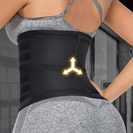 Women's Waist Trainer Tummy Control Workout Corset Cincher Trimmer Shaper Belt (Black, M)