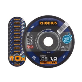 RHODIUS XT67 | Pack of 10 | Diameter 125 mm x 1.0 mm | Cutting Disc Metal | Made in Germany | for Angle Grinders, Steel, Iron, Carbide