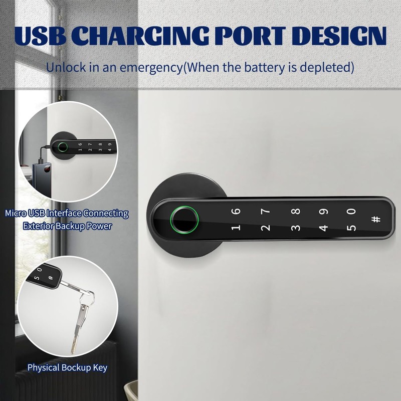 bijialock Fingerprint Door Lock,Touchscreen Biometric Door Lock, with Passcode keypad