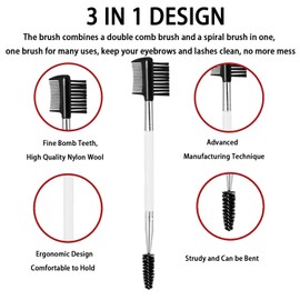 Ksvsonrvi 6PCS Eyebrow Eyelash Brush 3 Head Eyelash Comb Double Head Brush Makeup Grooming Tool Cosmetic (White)