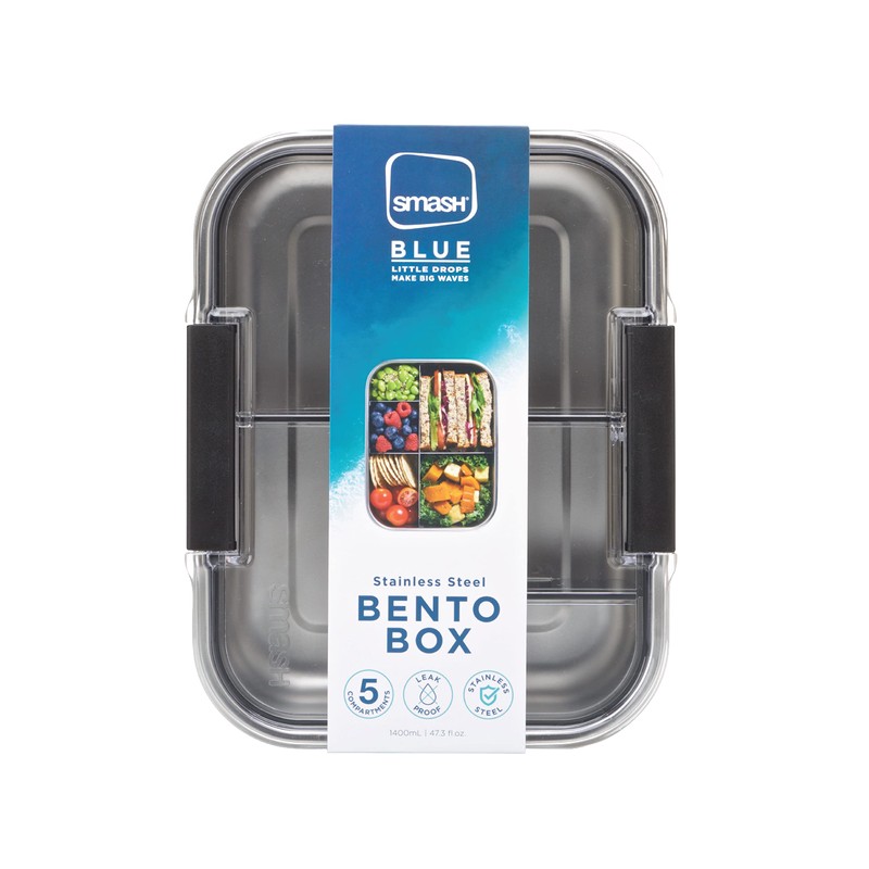 Smash Stainless Steel Bento Lunch Box, 5 Compartments, Black 40041