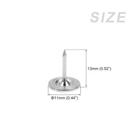 METALLIXITY Upholstery Nail Tacks (11x13x1.2mm) 50Pcs, Iron Flat Head Push Pins - for House Construction, Home Kitchen Furniture, Silver Tone