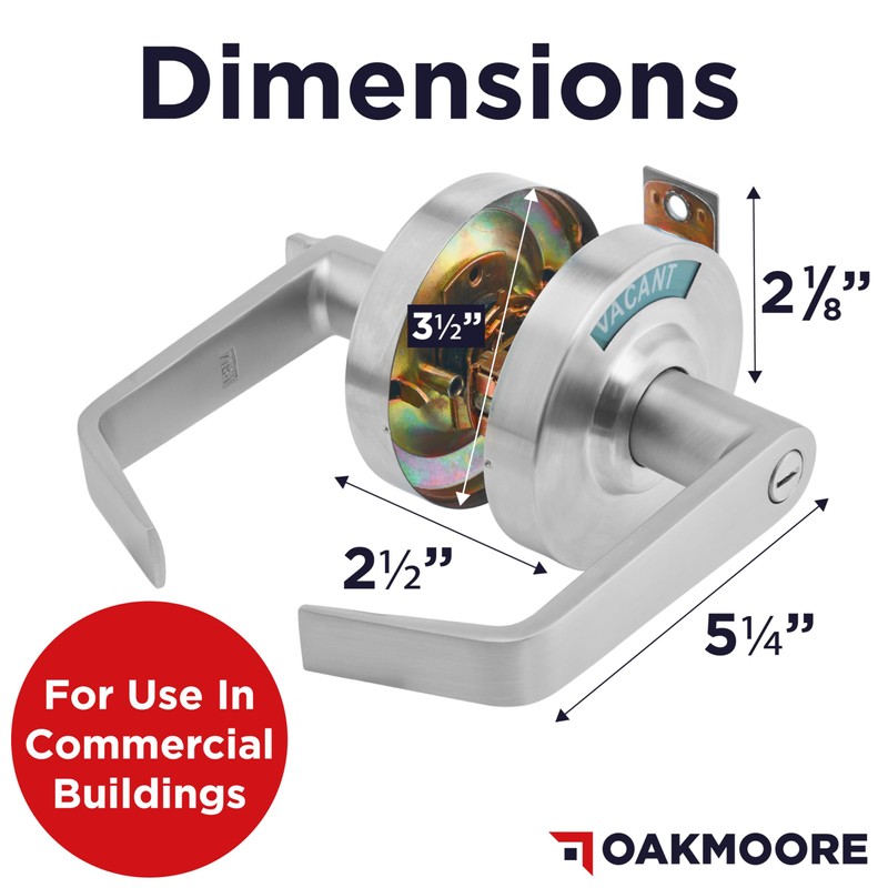 OAKMOORE Commercial Bathroom Door Handle with Indicator Lock | Privacy
