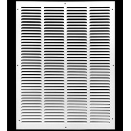 HVAC Premium 18'' x 25'' [Duct Opening] Flat Stamped Steel Return Air Grille - Sidewall and Ceiling - HVAC Vent Duct Cover - White [Outer Dimensions: 19.75''w X 26.75''h]