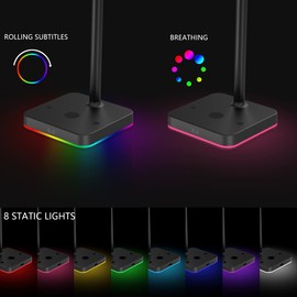 RGB Headphone Stand with Wireless Charger, KAFRI Desk Gaming Headset Holder Hanger Rack with 10W/7.5W Fast Charge Wireless Charging Pad - Suitable for Gamer Desktop Table Game Earphone Accessories