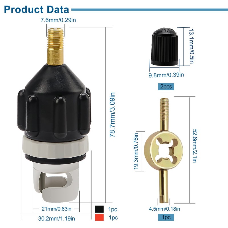 VooGenzek 2 pieces SUP valve adapter, inflatable pump adapter, multifunctional