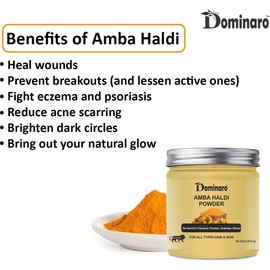 Dominaro 100% Organic Amba Haldi & Neem Powder For Skin Care & Hair Care 100 gm Combo Pack of 2 Jars 200 gm (200 g)
