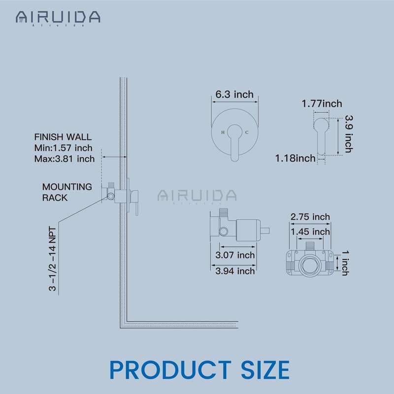 Airuida Round Single-Function Shower Handle Trim Kit Wall Mount Brass
