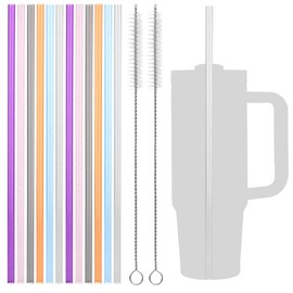 12 Teilige Glitzer Strohhalme Plastik 30 Cm Lange Bunter Strohhalme Wiederverwendbar Trinkhalme Plastik Mit Strohhalm-Reinigungsbürste Ohne BPA Für Glas Tasse