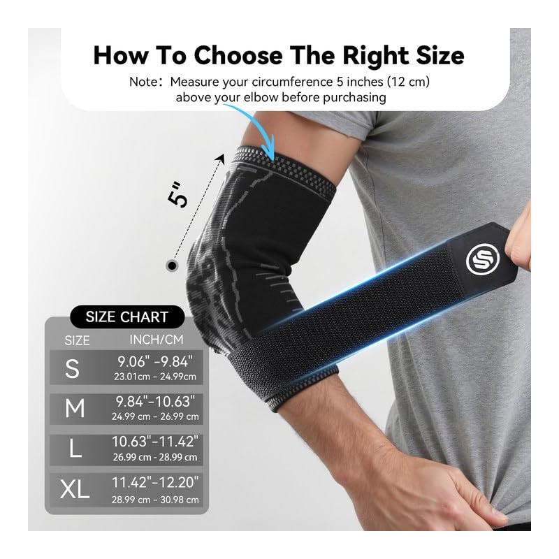 Elbow Compression Sleeve for Tendonitis, Bursitis Elbow Pad Brace –Elbow