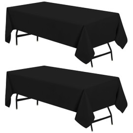 Utopia Kitchen Polyester Tablecloth - 52 x 63 inch (132 x 160 cm) Tablecloth - Machine Washable - Ideal for Parties, Events, Weddings and Restaurants (Pack of 2, Black)