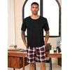 Uniexcosm Mens Short Pyjamas Set Classic Plaid Sleepwear T-Shirt Top