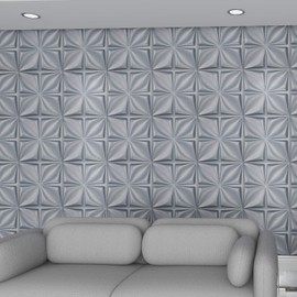 Art3d Matt Grey Silver 3D Wall Panel PVC Flower Design Cover 3 Sq Meter, for Interior Wall Decor in Living Room,Bedroom,Lobby,Office,Shopping Mall