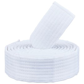 CREATCABIN White Jiu Jitsu Belts Polyester Martial Arts Belt Judo Karate TKD Aikido Uniform Ranking Belt Long Soft Universal Fit Adult Belts for Taekwondo Hapkido Sports Training Equipment 7.21ft