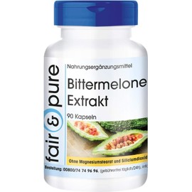 Fair & Pure Bitter Melon Extract 500 mg, 90 Capsules, with Chrome, Dietary Supplement Vegan without Magnesium Stearate, Made in Germany