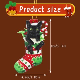 Thyonta Black Cat Christmas Tree Hanging Decoration Pet Dog and Cat Acrylic Decorative Hanging Ornaments Suitable for Christmas Tree Party Car Home（A）