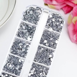 Towenm B7000 Clear Glue with 4000PCS Silver Clear Rhinestones for Crafts Clothing Fabric Shoes, Glue Fix Flatback Gems for Nails Face Jewelry, Mixed 5 Sizes 2mm 3mm 4mm 5mm 6mm Gemstones Bejeweled Kit