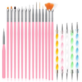 luxwo Nail Brush Set 20 Pieces Nail Brush for Gel Nails with Dotting Tool