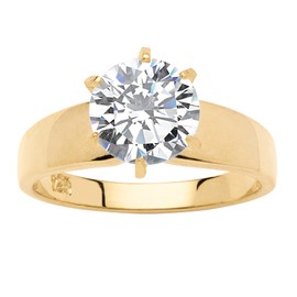 PalmBeach Yellow Gold-plated Sterling Silver Round Cubic Zirconia Solitaire Engagement Ring Sizes 6-10 Size 8