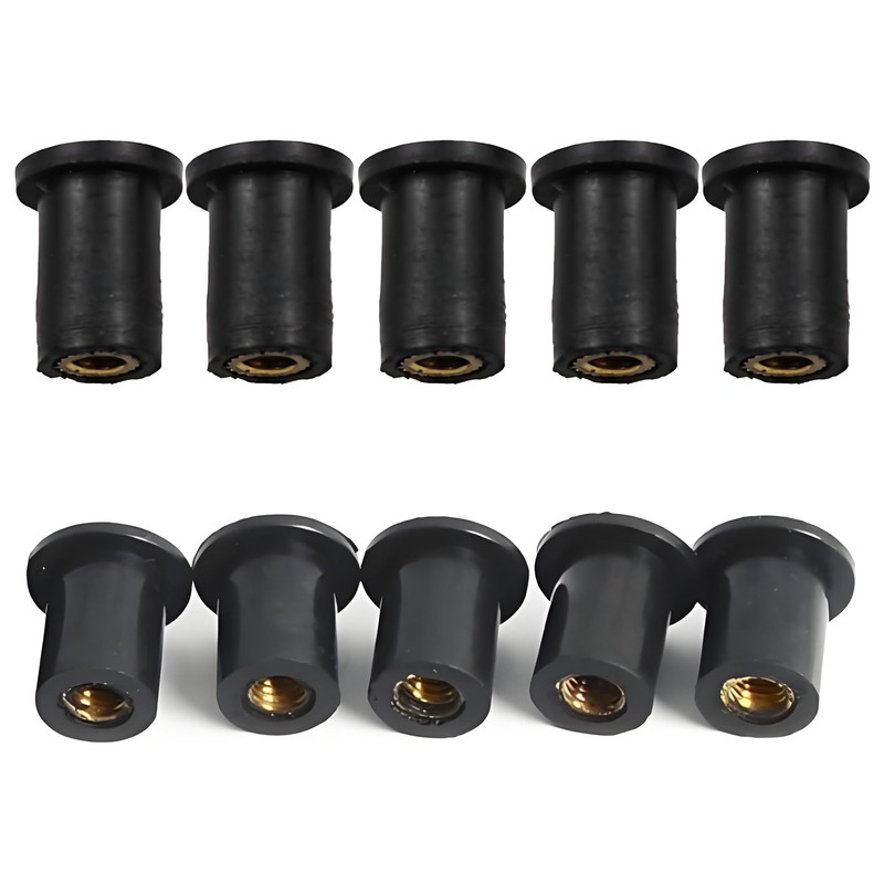 25 Pcs M5 Rubber Well Nuts, Black Rubber Well Nuts
