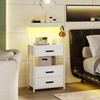 NASHZEN Nightstand 3 Drawer Dresser with LED Lights and Charging