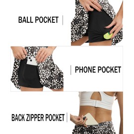 Women's Floral Pleated Tennis Skirt Athletic Golf Skort Running Workout Skorts Skirts