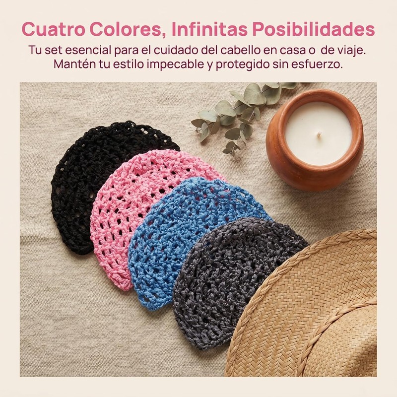 4 Gorros Para Dormir Mujer Redecilla Para El Cabello De