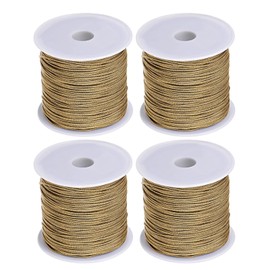 sourcing map 4 Rolls Nylon Beading Thread Knotting Cord 0.8mm 50 Yards Braided Nylon Crafting Satin String for Bracelet Necklace Kumihimo, Khaki