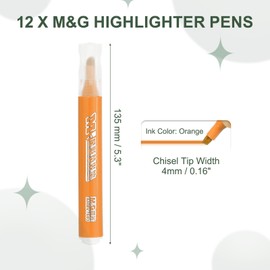M&G Orange Highlighters Highlighter Highlighter Highlighter No Bleeding Highlighter Neon Cute Highlighters Bulk Clear Vision Bright Tip Marker for Books 12 Pack