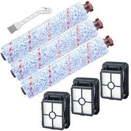 Replacement Parts for Bissell CrossWave Vacuum Cleaner, 3 Pack 1868 CrossWave Multi-Surface Brush Rolls + 3 Pack 1866 Vacuum Filters, Vacuum Attachments Compare to Part 1608683, 160-8683, 1608684