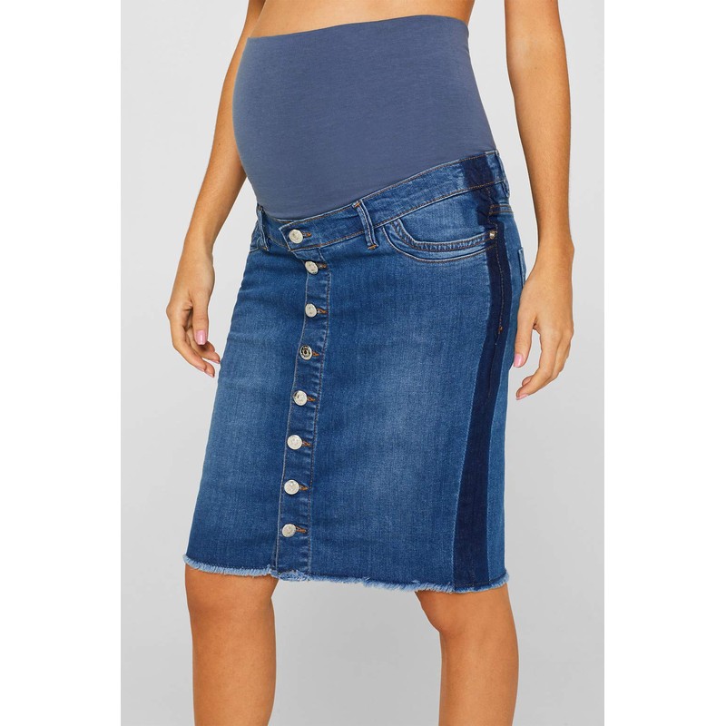 ESPRIT Maternity Women's Denim OTB Skirt, Blue (Medium Wash 960)