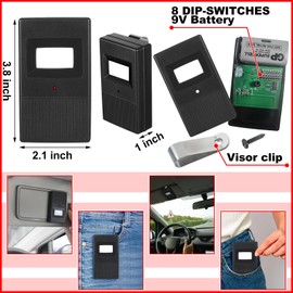Kingdder 8 Pcs Garage Door Remote Compatible with Linear Delta 3 DT DTA DTD DTC DNT00002A 8 Dip Switch 310 MHZ Gate Opener Remote with Keychain