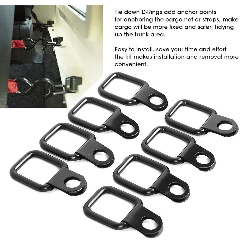 8-Piece Tie Down D Ring Set, Small Steel D Ring