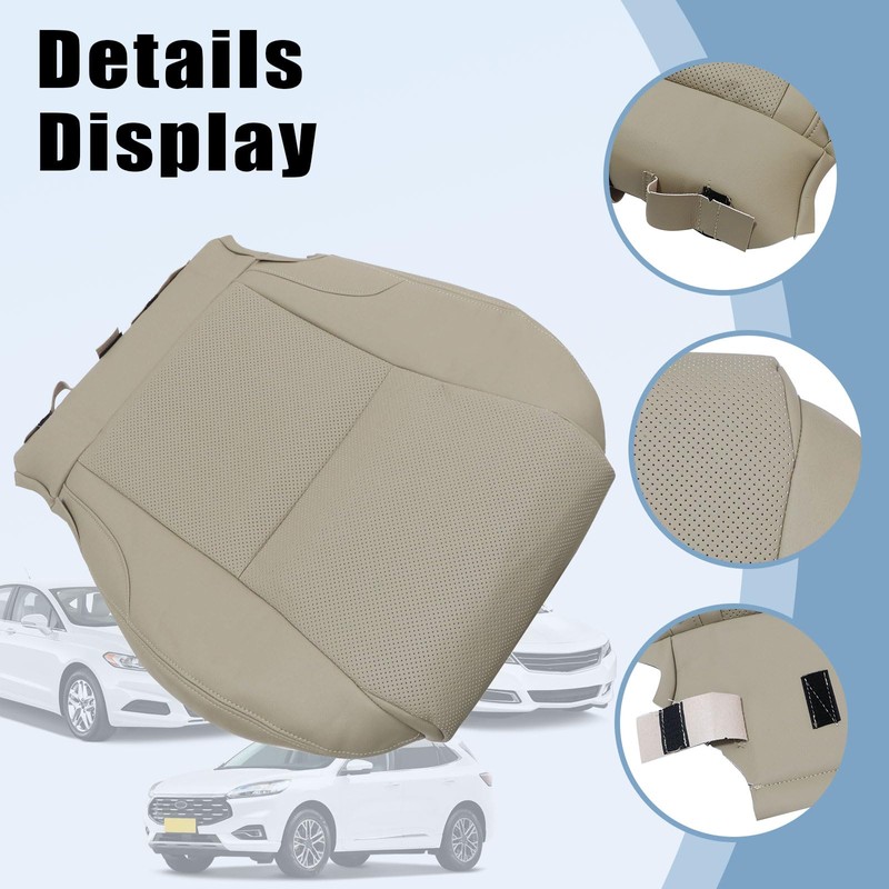 SecosAutoparts Tan Front Driver Side Bottom Perforated Microfiber Leather Replacement