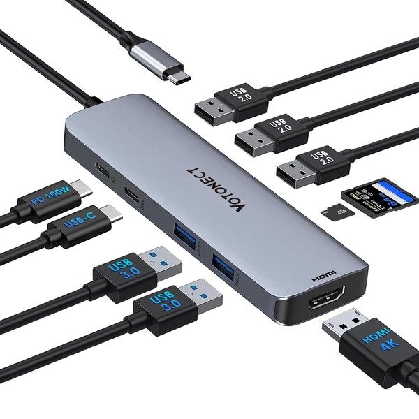 Votonect USB C Hub 10-in-1 with 4K HDMI Adapter, SD/TF