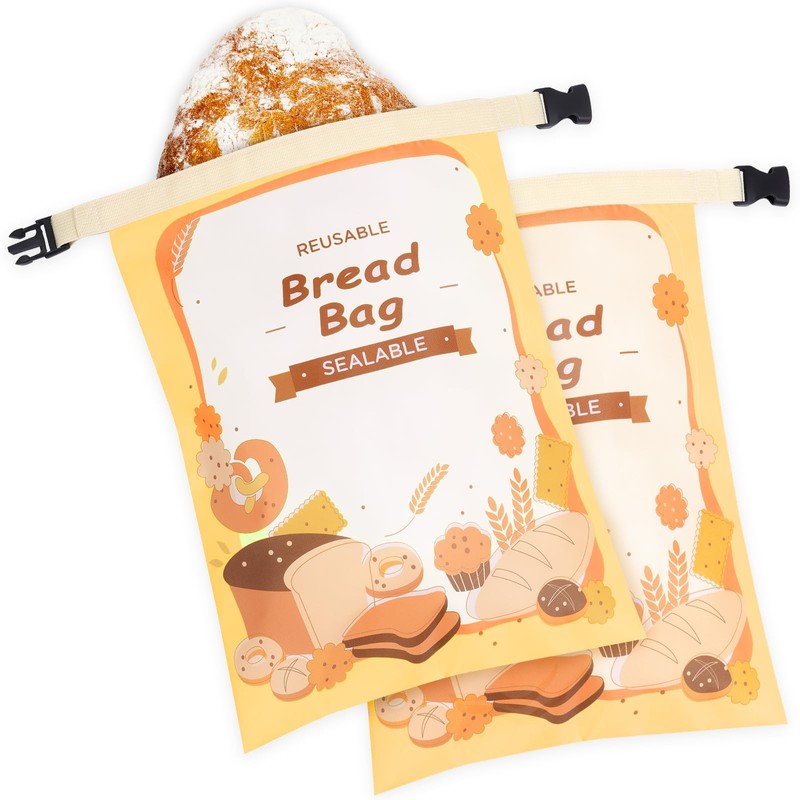 OUTXE 2 Pack Bread Bag - Fully Sealable Reusable Sourdough