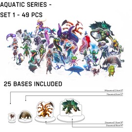 DND Miniatures Coastal Swamp & Underwater Dungeons and Dragons Starter Set Minis for D&D 5E Pathfinder Flat Acrylic Figures TTRPG Tabletop RPG Games Accessories Gift for DM-A