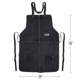 ToolTreaux Unisex Large Leather Workshop Black Apron Full Body with Pockets