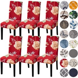 HZDHCLH Chair Covers for Dining Room 6 Pack,Stretch Spandex Parsons Chair Slipcover Set of 6,Washable Anti-dust Chair Seat Covers for Kitchen,Wedding,Party